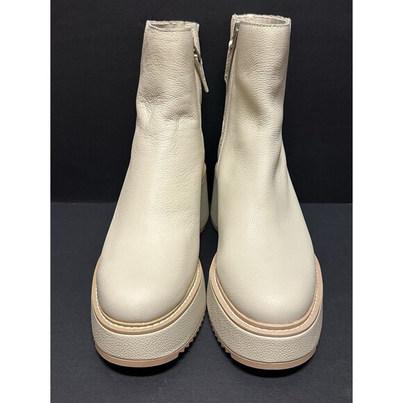 NEW Dolce Vita Womens Size 10 Ivory Leather Hilde Platform Boots Size Zip - Picture 4 of 9